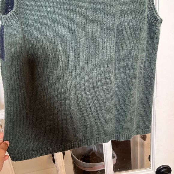 Vintage New Look Sweater Vest Bird House M Embroidered Blue Cottage Core Granny - Picture 10 of 12